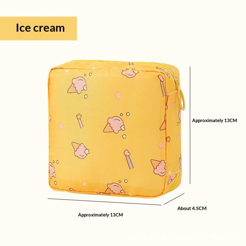 Women Sanitary Napkin Tampon Storage Bag Portable Waterproof Organizer Pouch Cartoon Pattern Sanitary Napkin Bag
