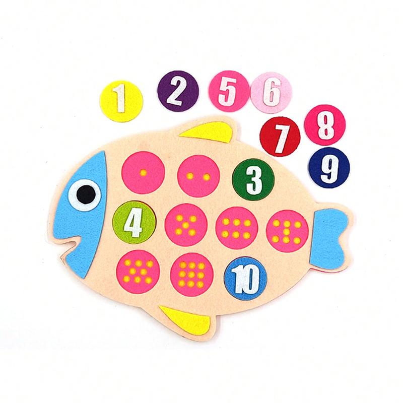 DIY Nonwoven Fabric Material Package Tie Button Puzzle Felt Little Fish Frog Duck Children Early Education Puzzle Toys TMZ