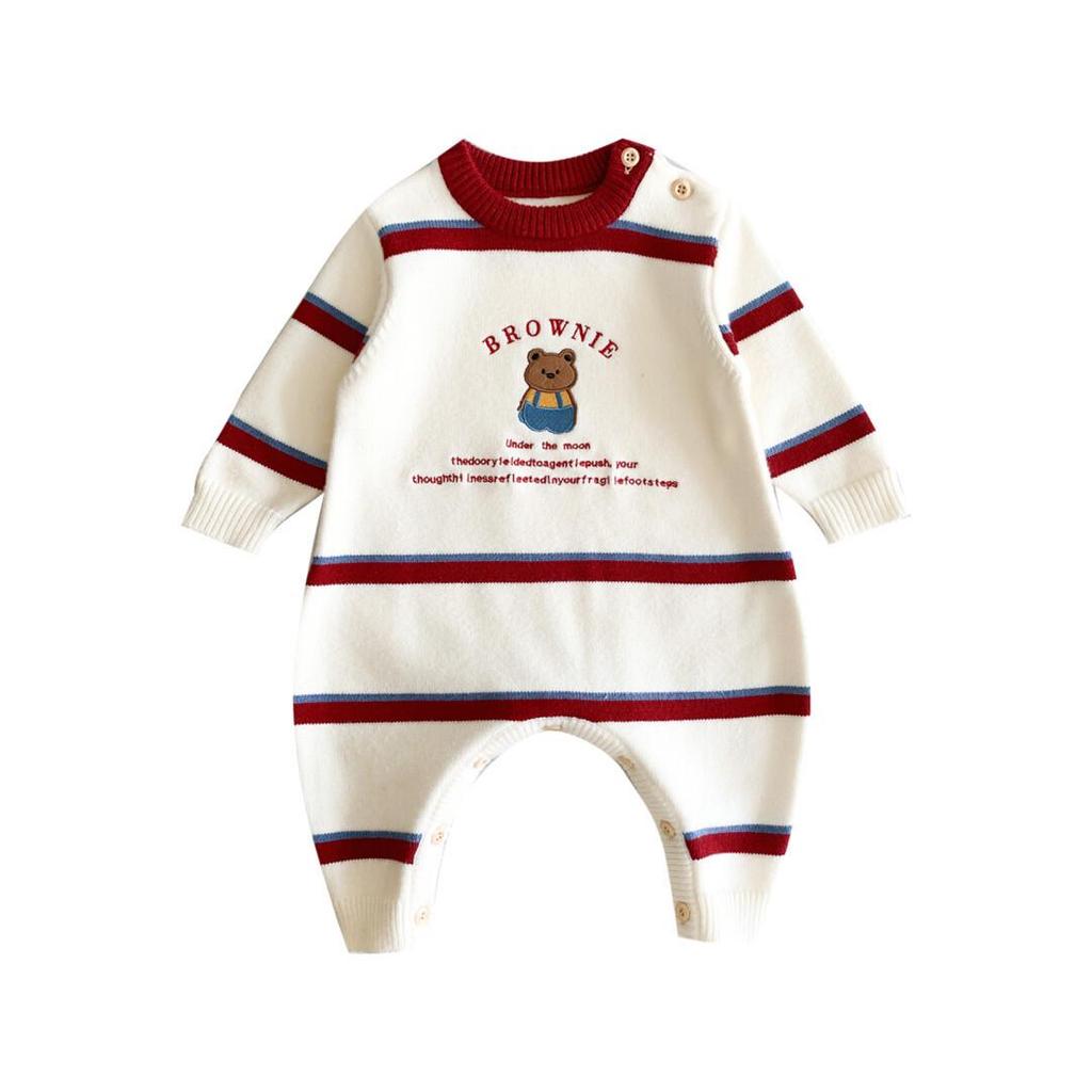 Autumn/Winter Cute Infant & Toddler Knitted Jumpsuit and Sweater for Outdoor Crawling