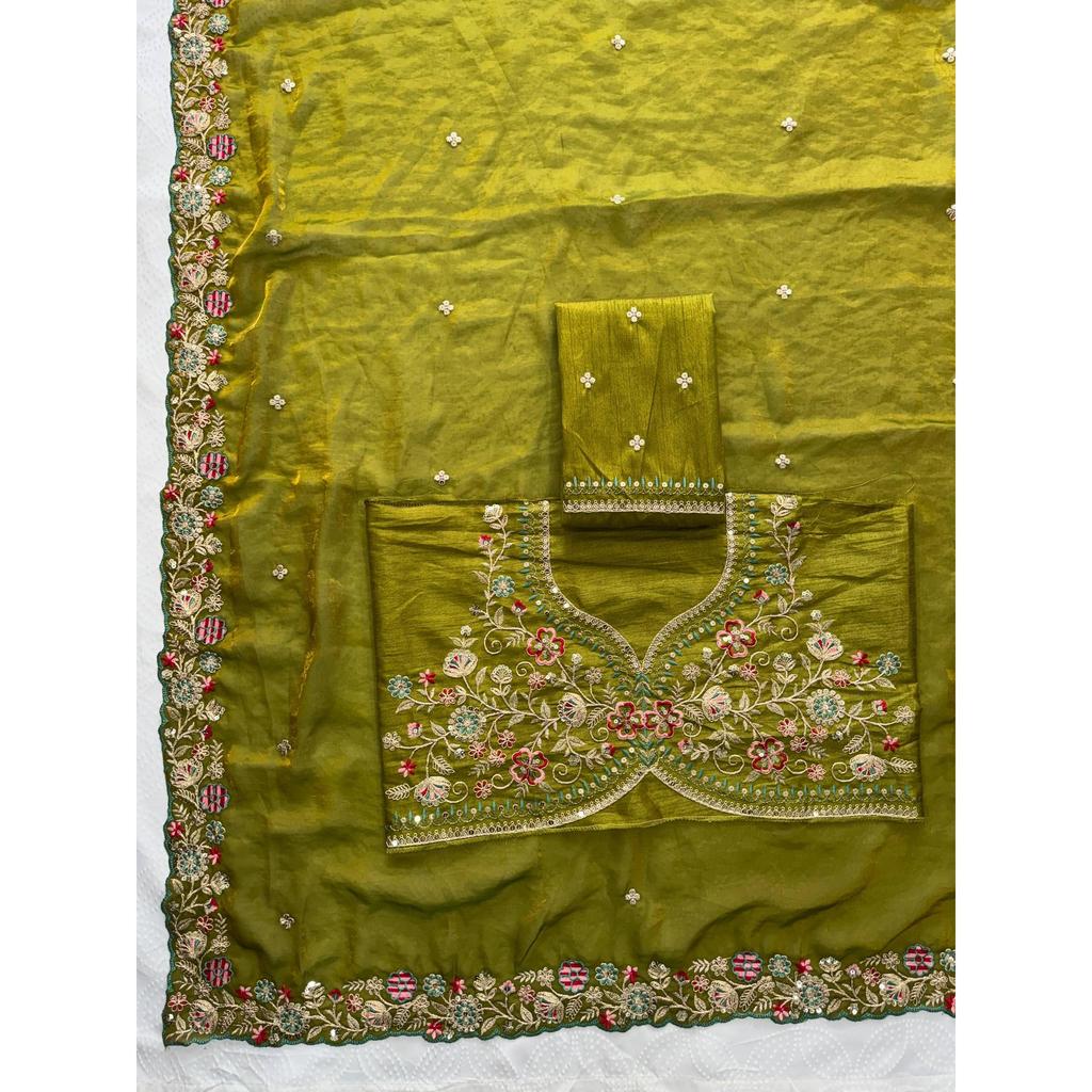 Luxury Wedding Glam Satin Silk Saree