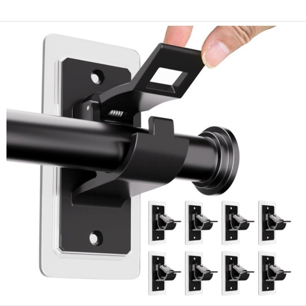 2pcs/set Plastic Curtain Rod Clip Retainer Self Adhesive Curtain Rod Fixing Clip Convenient Curtain Rod Clamp Hooks