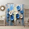 2 Stück, vielseitige transparente Polyestervorhänge zur Heimdekoration Pastoral Blau und Weiß Floral zur Verwendung in Schlafzimmern und