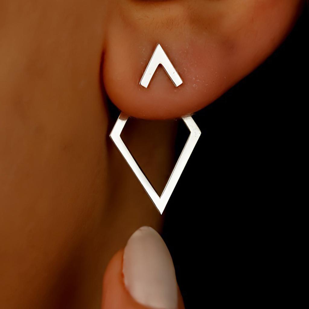 Minimalist Diamond Stud Earrings High Quality Copper Diamond Earrings with Double Layer Design for Gatherings