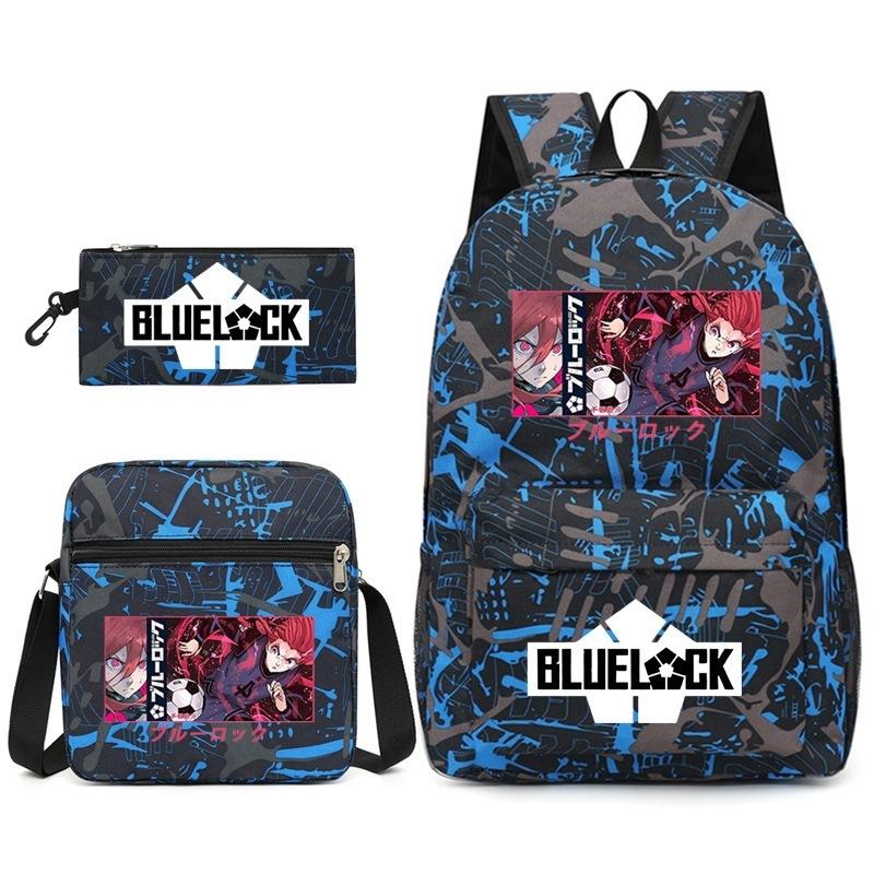 Large Capacity Schoolbag with Shoulder Strap; Student Three-piece Pencil Case Set