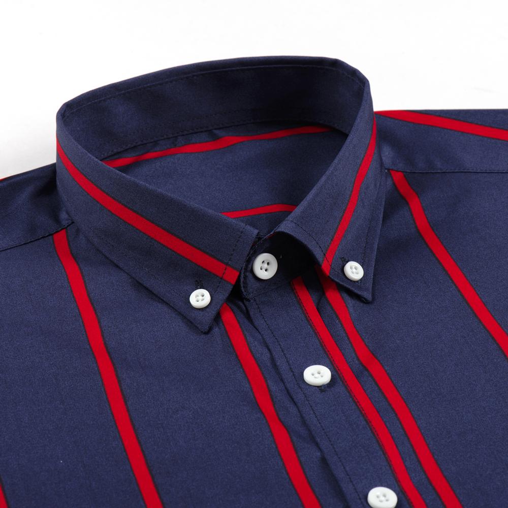 Men's Spring Summer Color Block Striped Dress Shirt Without Pocket Wrinkle-Resistant Button-down Long Sleeve Lightweight Shirts