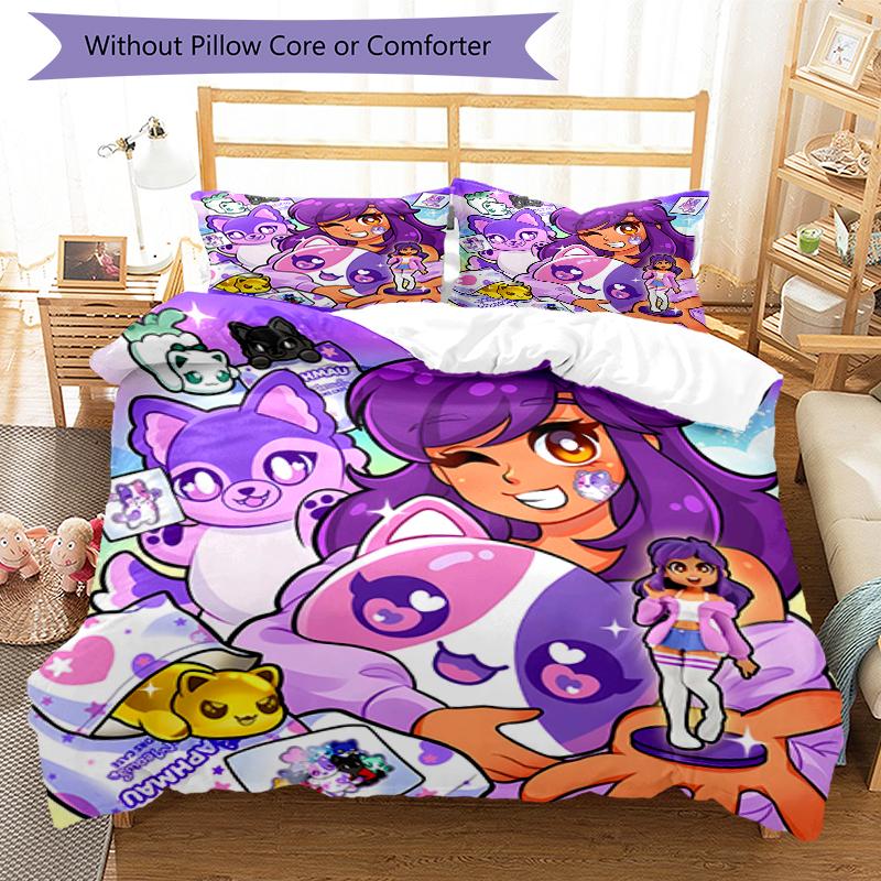 Set Copriletto Anime A-AphmauS 3 Pezzi - Biancheria da Letto Stampata HD con 1 Copripiumino e 2 Federe - Perfetto per la Decorazione della Casa e del Dormitorio