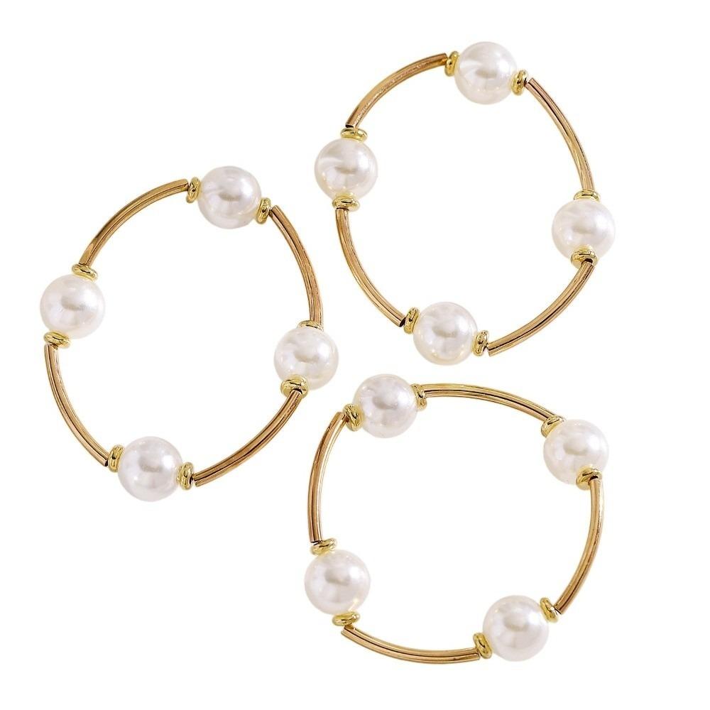 3Pcs/Set Universal Stacked Bracelet Pearl Multiple Layers Bracelet Beaded Bracelet Set  Holiday Style B