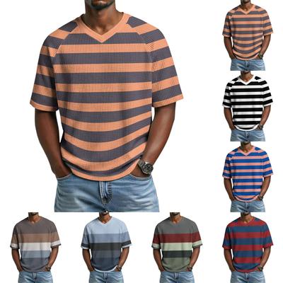 Men's Casual V-Neck Raglan Short-Sleeve Top