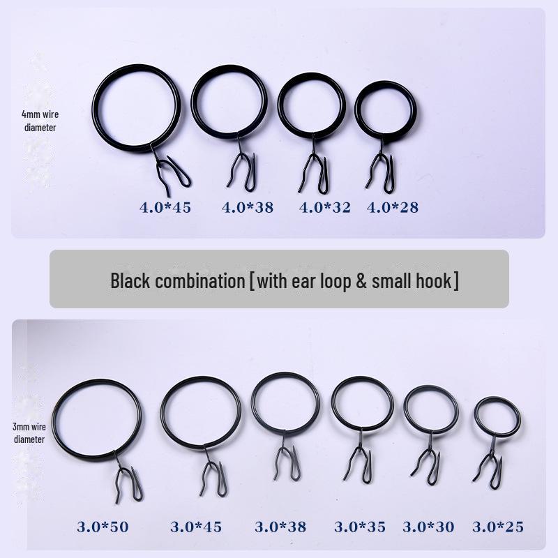 Black Shower Curtain Rod Hook with Roman Ring and Pin Hook Design