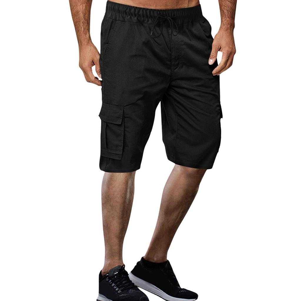 Men's Plus Size European & American Multi-Pocket Drawstring Sport & Work Shorts