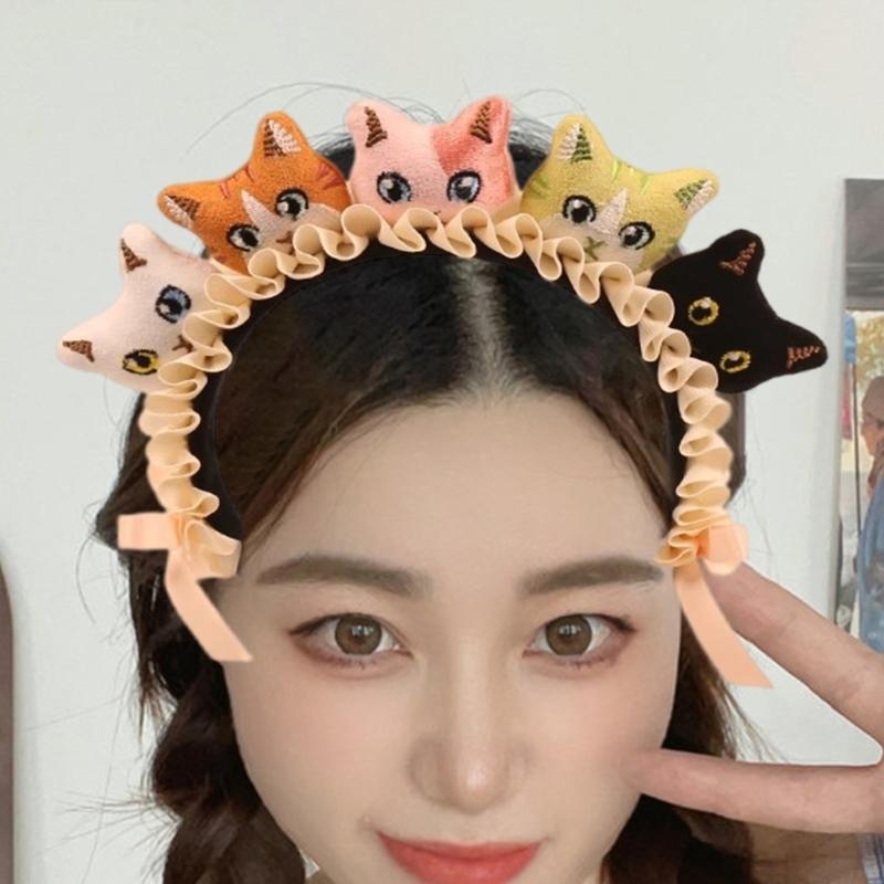 Cute Creative Cats Hairband Face Wash Hairband Cartoon Hair Accessories for Dressing Up Party Cosplay Halloween Costume