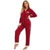 Womens Lightweight Long Sleeve Pajama Set V-Neck Open Front Lounge Wear Home Hotel Outdoor Use