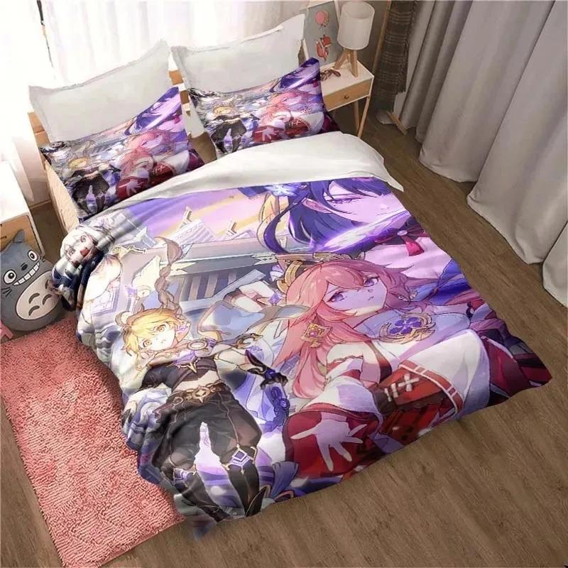 Comforter 3D Genshin Impact Game Anime Bedding Set Bedroom Soft Modern S Comefortable Kids And