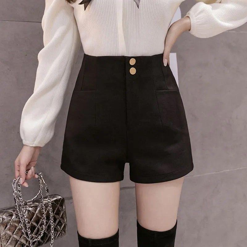 2026 Spring/Autumn High Waist Black Bootcut Bottoms: Slimming Petite Casual Base Layer Shorts