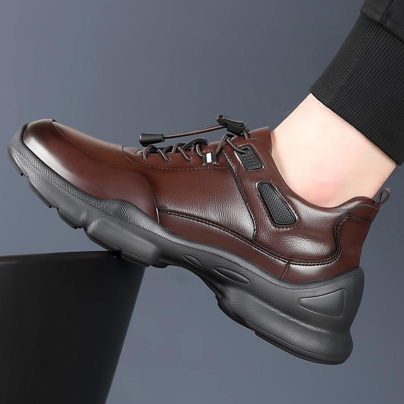 Men's Autumn Winter Waterproof Leather Casual Driving Shoes Comfortable Business Sneakers Fashion Non-Slip Office Leisure Shoes