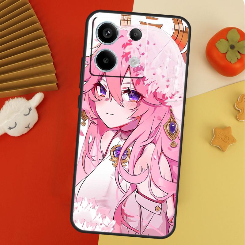 Yae Miko Genshin Impact Case For Xiaomi Redmi 12C 13C 14C 10C Redmi Note 14 Pro 13 12 11 9 10 9S 10S 11S 12S Cover