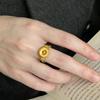 Xiaohongshu Hot Item: Unisex Ancient Style Ping'an Buckle Ring with Golden Sunflower Design