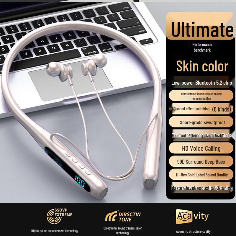 Neckband Bluetooth Headphones 2025: Ultra-Long Battery, Large Capacity, Comfortable Fit, Noise Reduction, High Quality, Card Slot.