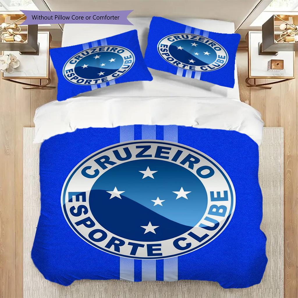 Cruzeiro Esporte Pattern Bedding Quilt Set Quilt Cover Pillowcase Home Decoration Birthday Gift (1 * duvet cover + 2 * pillowcase, without core)