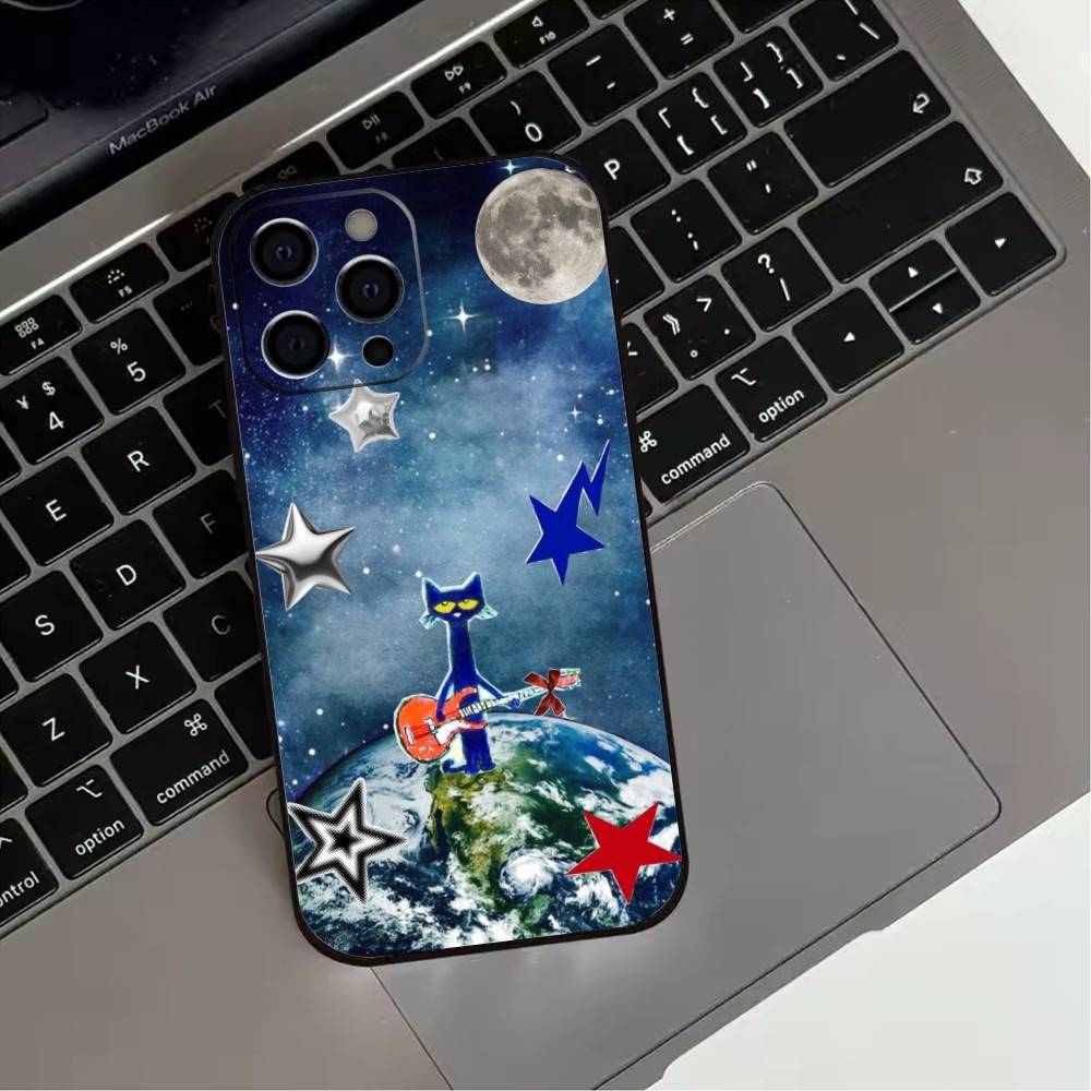 P-Pete-S C-Cat Cute Pattern Phone Case For iPhone 17, 16,15,14,13,12,11 Plus,Pro Max, Others Soft Black Cover