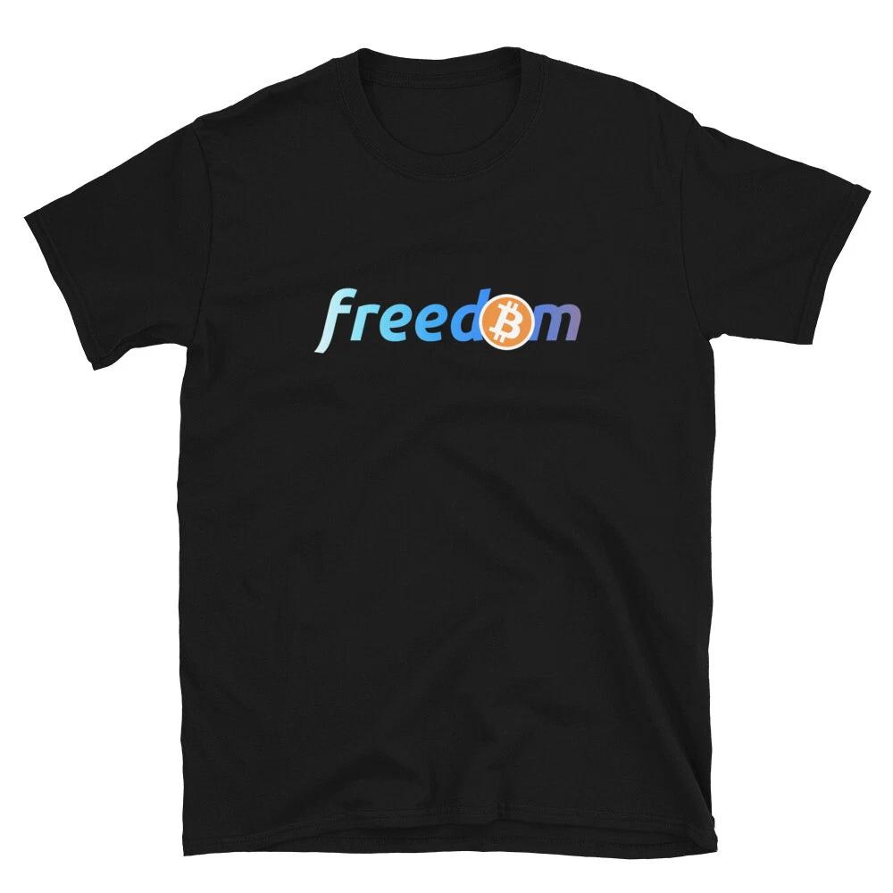 Bitcoin is Freedom T- Shirt Blue crypto trader gift tee S