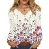 Women's Fashionable Casual V-neck Blouse Button Long-sleeved Pullover T-shirt Top