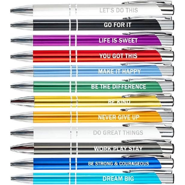 PASISIBICK 12 Pieces Motivational pirational Quotes Snarky Screen Touch Stylus Ballpoint Pens, Office Encouraging Scriptures, Black Ink (12