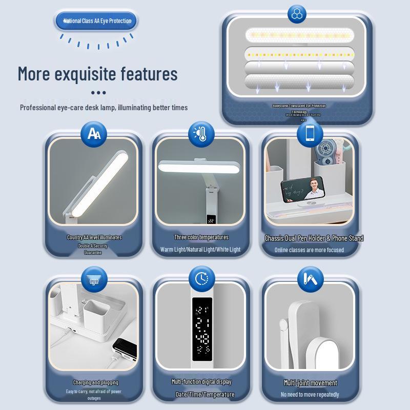 Rechargeable Dual-Use Eye-Protection Smart Desk Lamp for Students