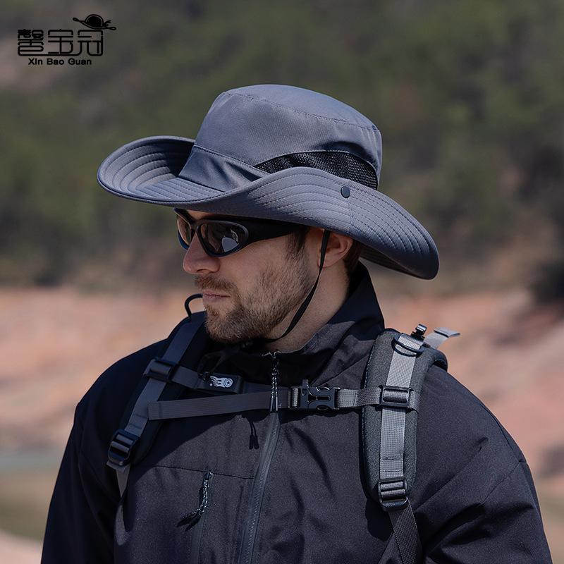 Spring and summer sun protection sun hat men's outdoor fishing climbing bucket hat breathable large brim sun hat