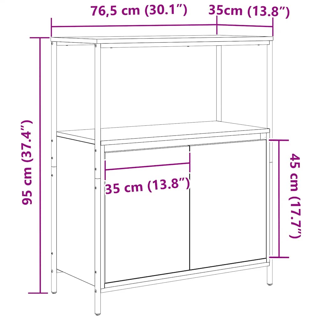 Bathroom Cabinet with Shelves Brown Oak Effect 76.5 X 35 X 95 Cm