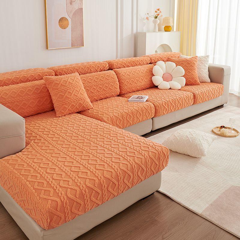 New Jacquard Sofa Cover Full Package Four Seasons Universal Set Winter Plush Sofa Cover Modern Thickening Warm Non-Slip Cushion