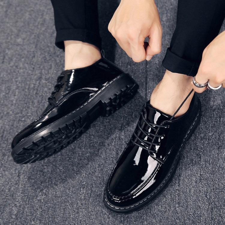 Suit leather shoes men's British casual shoes youth dress black small leather shoes