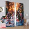 2pcs,2D plane printing Light Filtering Curtains Christmas Candy Snow Trees (4) Polyester Easy Install (without rod) Decorations