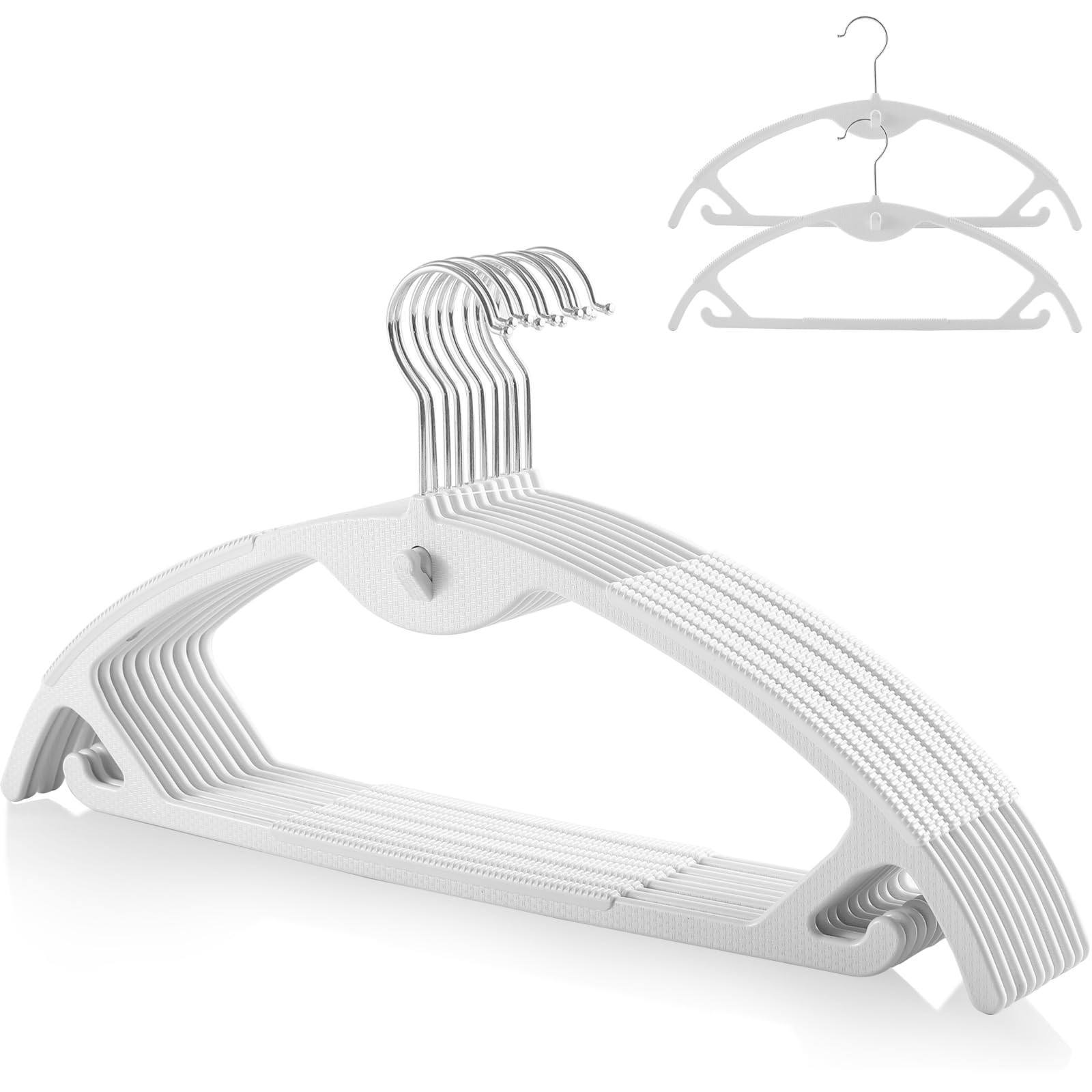 

SEWEI Rotating Connecting Hook Jacket White Hangers, 10-Pack, Anti-Slip, 360-Degree Hook, Included, Hanger, Ultra-Thin, Wet/Dry Use, белый
