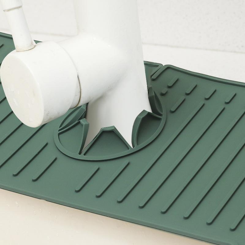 Kitchen Silicone Faucet Pad Kitchen Sink Protection Pad Reusable Drying Mat Dish Sponge Drying Mat Drip Catcher Tray