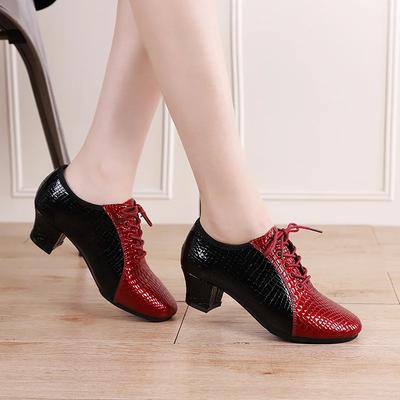 Damskie buty do tańca latynoamerykańskiego Damskie buty z warstwy wierzchniej ze skóry bydlęcej ze wzorem kamienia Miękka gumowa podeszwa Spód Buty damskie do baletu, tańca towarzyskiego, jazzu