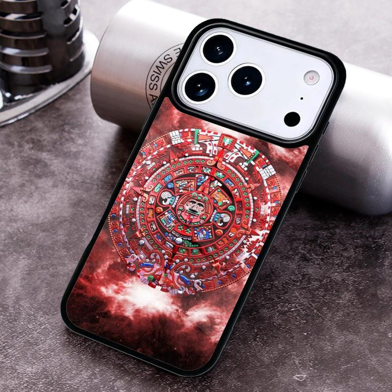 Mayan Calendar Wood Pattern print Phone Case for iPhone 17 16 15 Pro Max Air 14 13 12 11 Plus Shockproof Capa Cover