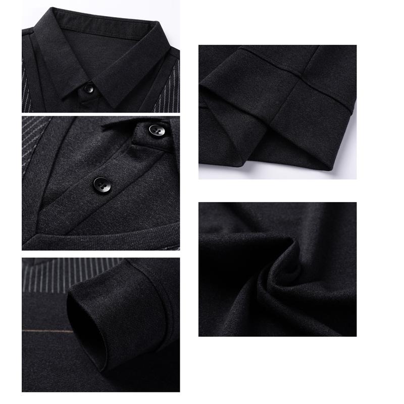 Browon Brand Tees Tops Men Autumn Fashion Fake Two Piece Long Sleeve T-Shirt Men Regular Fit Business Casual Work Clothes Man