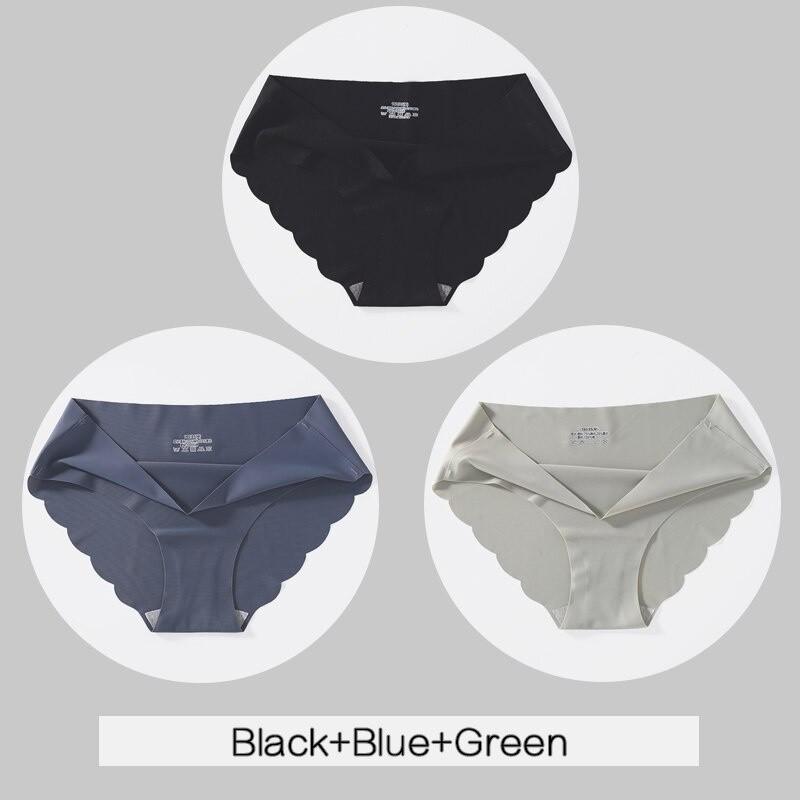Buy 2 Take 1 FINETOO Seamless Panties for Women M-XL Low Waist Briefs Ladies Soft Lingerie Sexy Wavy Edge Underpants Women's Underwear