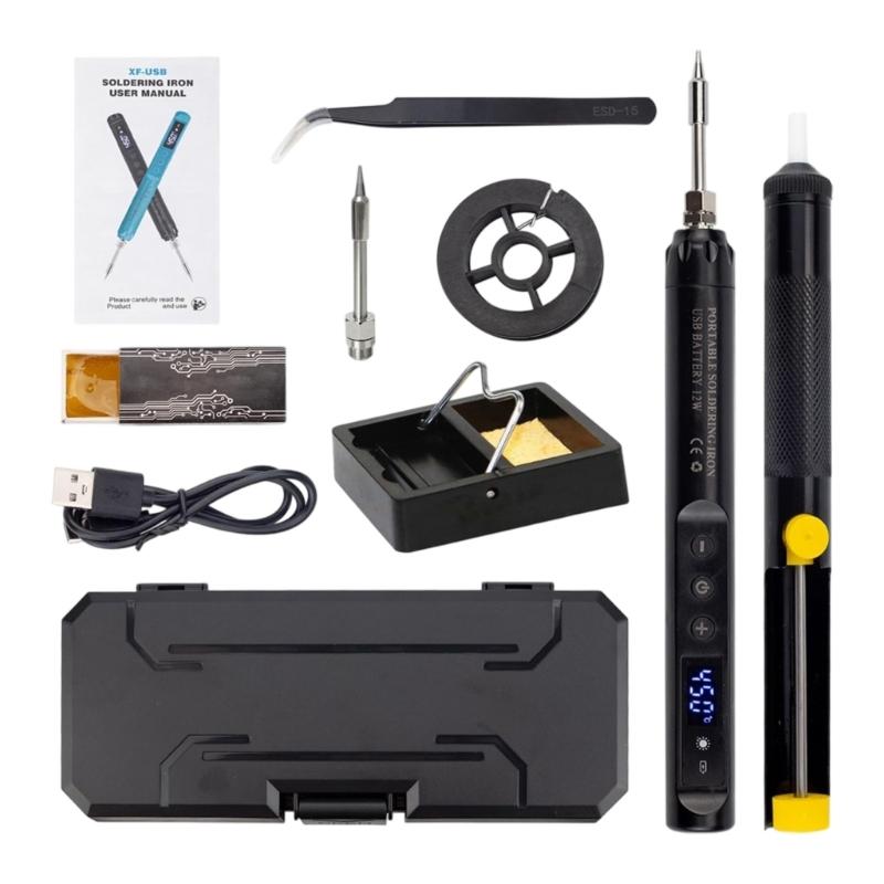 Rechargeable Wireless Soldering Iron Set With Digital Temperature Control And Complete Accessory For Precise Welding Job