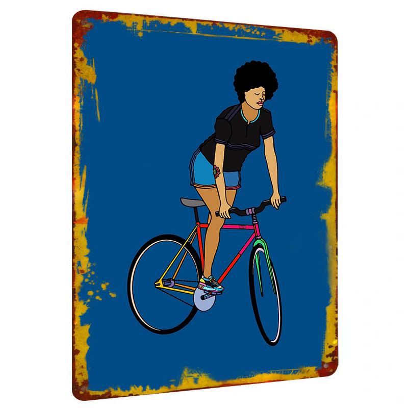 

Vintage Bicycle Girl Metal Wall Art Modern Home Decor Living Room Hanging Creative Gift for Her 20x30cm（7.8x11.8inch）