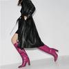 Fashion Brand Design European American Crocodile Sleeve Knee High Women's Boots Large 43 Thick Heel High Boots Show Knight Women's Shoes