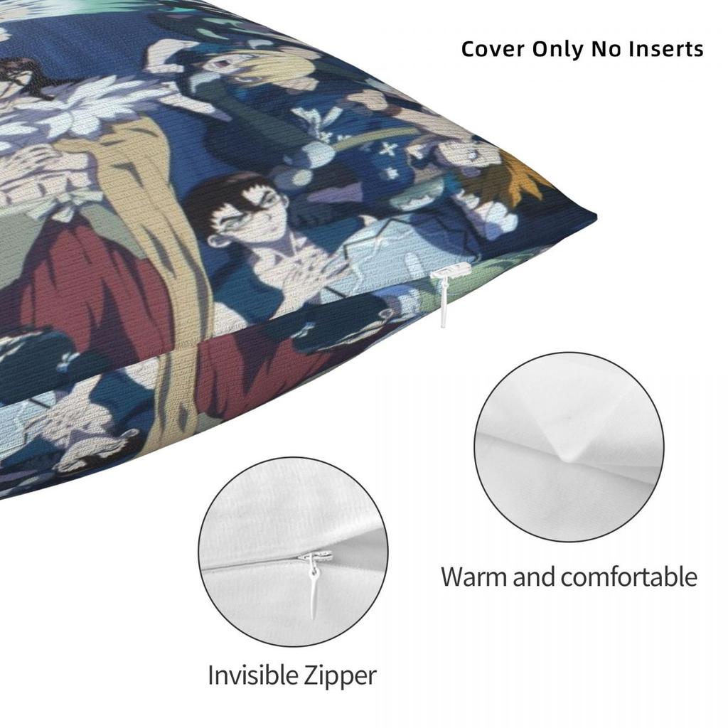 Bed Decor Dr Stones Anime Manga Pillowcases Stuff Pillow Covers Square Multiple Sizes