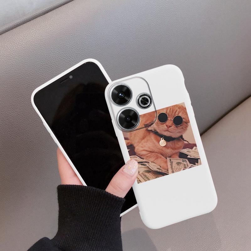 

М який силіконовий чохол Cute Cat для Redmi Note 13 Pro 13C 14 Poco C65 Samsung A55 M35 S24 Xiaomi iPhone Huawei Honor 200 Realme 9 Camera Протиударний чохол Realme 12 5G білий