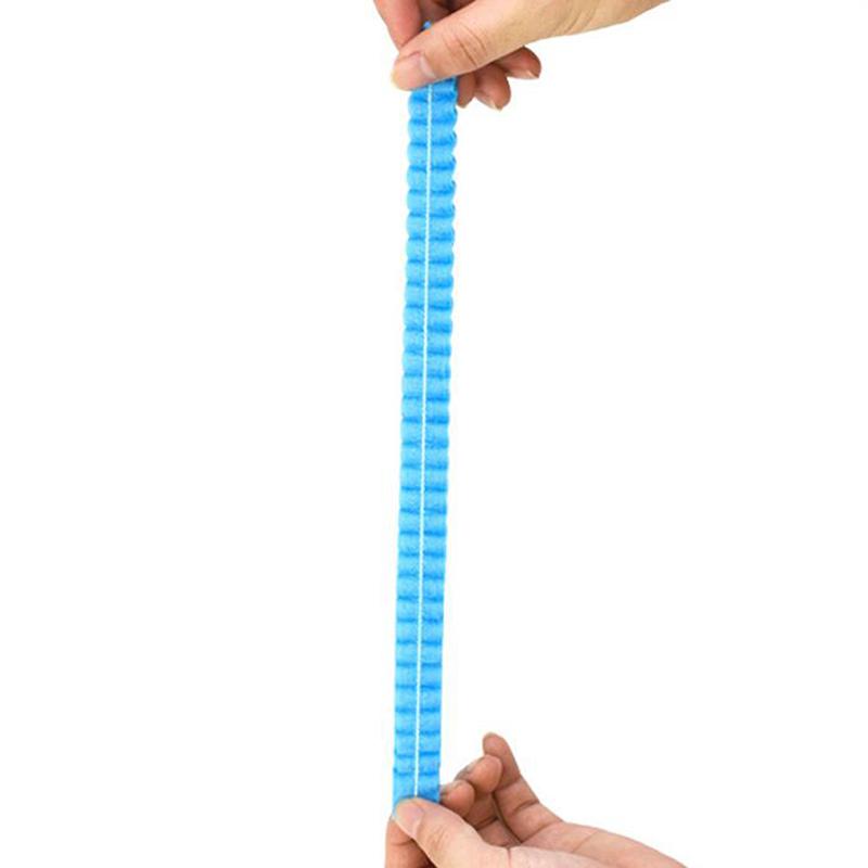 100 Stück Einweg-Vliesstreifen-Hut Hotel Werkstatt Staubkappe Blau Weiß Duschhaube Bequeme Einfache Einfarbige Hüte