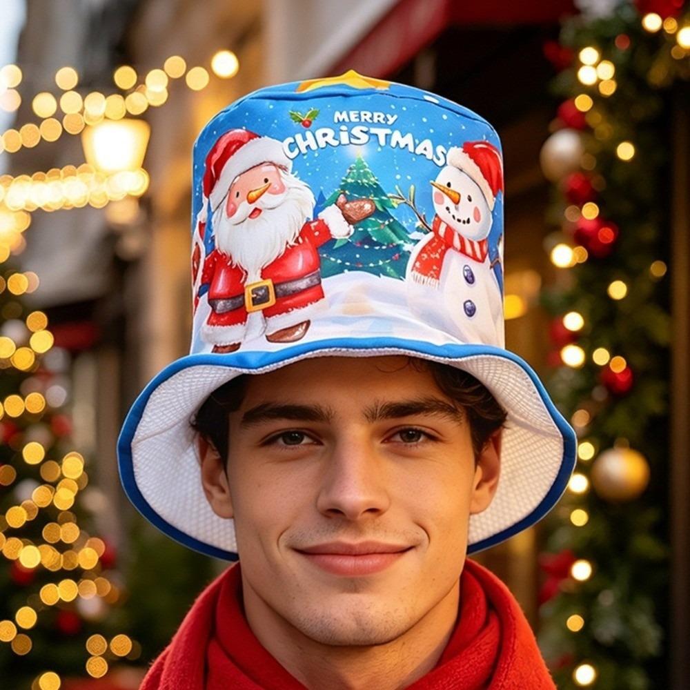 Festive Christmas Bucket Hats Funny Xmas Photo Hat Fashion Santa Claus Hat Winter
