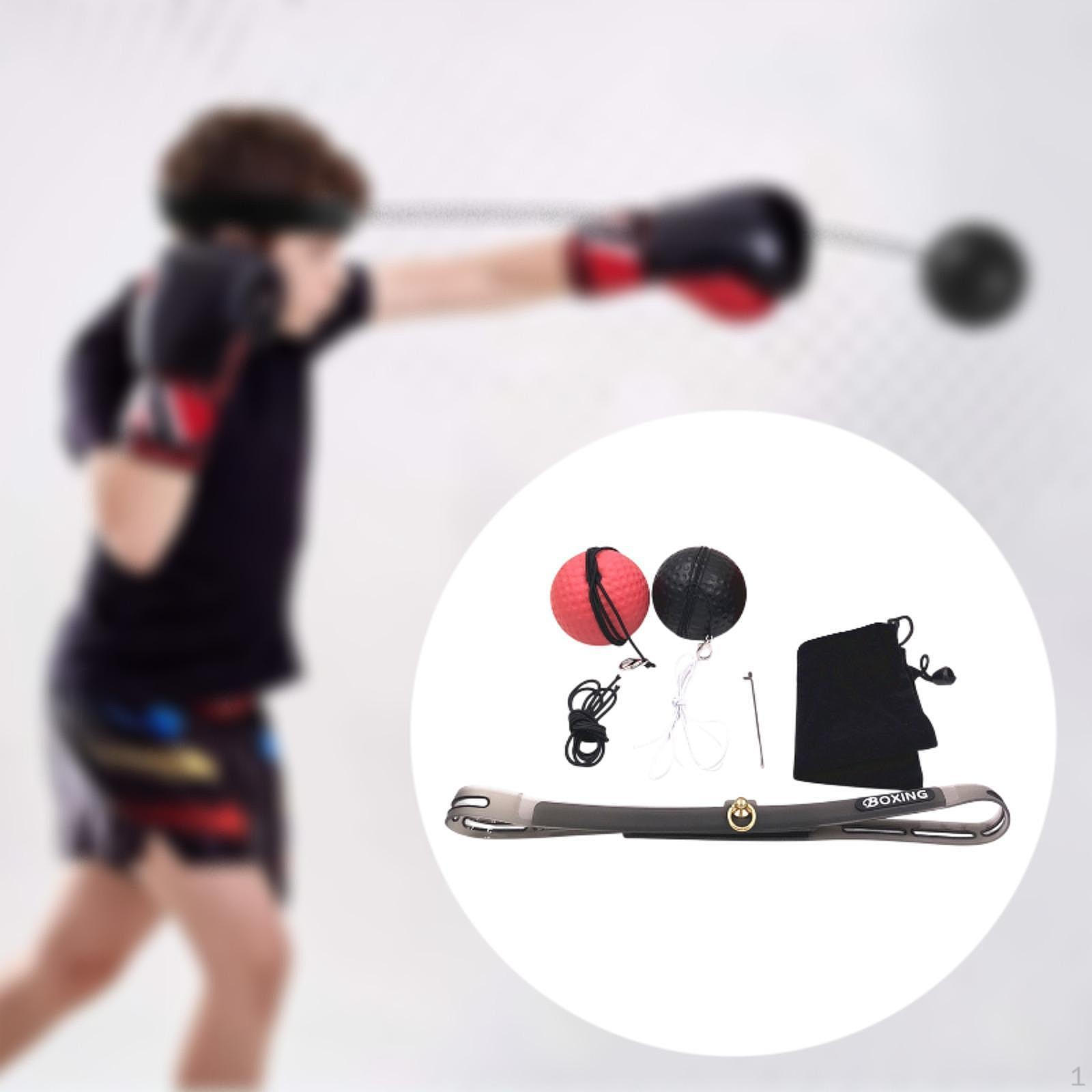 

Повязка на голову с боксерским мячом Reflex улучшает координацию рук и глаз, тренировочный инструмент React Punching Red Black Ball
