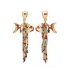 Silver Needle Rhinestone Tassel Fish Ear Studs - Light Luxury & Exquisite High-end Earrings