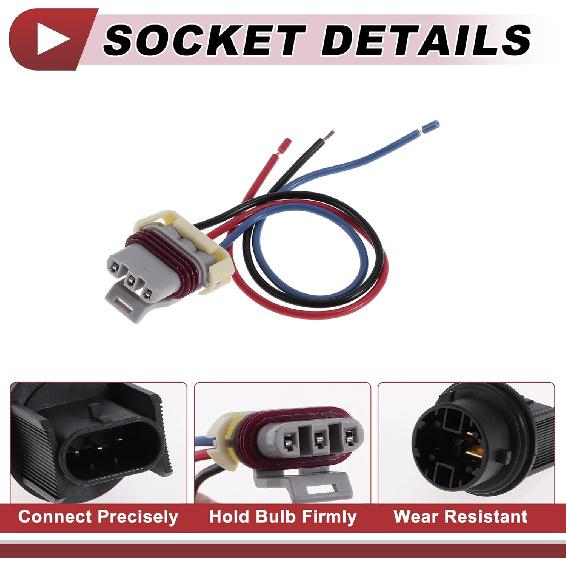 1 Set Front Turn Signal Light Socket Wiring for Freightliner Cascadia No.224394025/224394045 Headlight Lamp Bulb Pigtail Connector Harness