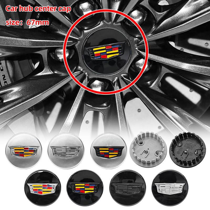 3D For Cadillac Escalade Deville CTS CT5 XT5 XTS XLR BLS SLS STS ATS 67mm 4pcs Car Wheel Center Hub Caps Cover Emblem Accessorie